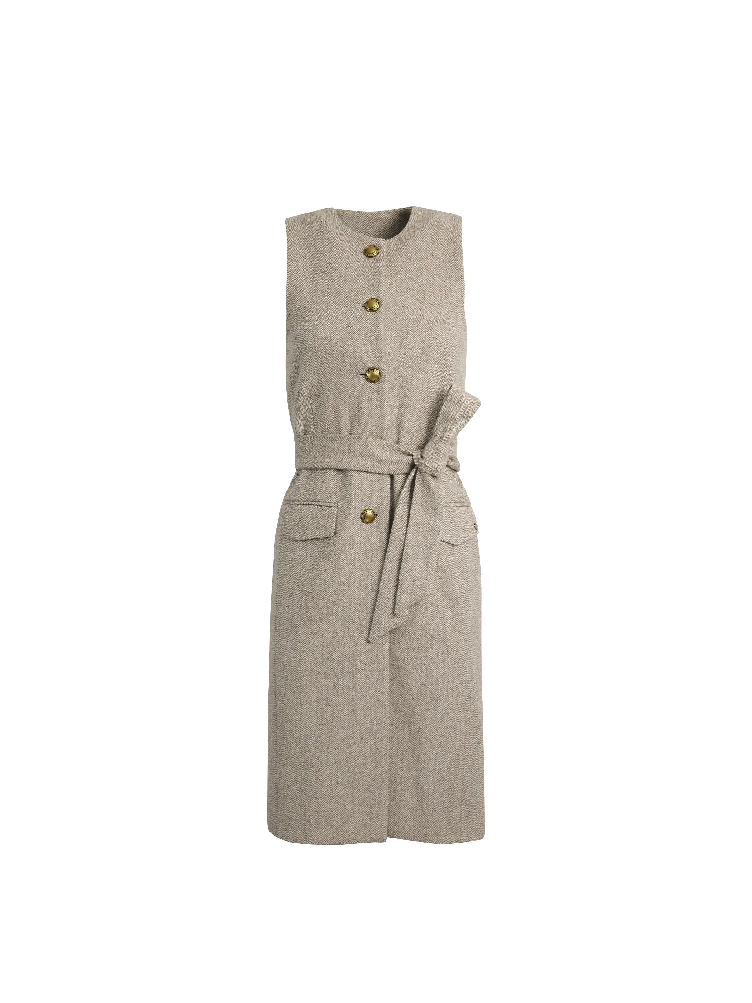 Eleanor - Women's Longline Gilet - Almond | Fairfax & Favor