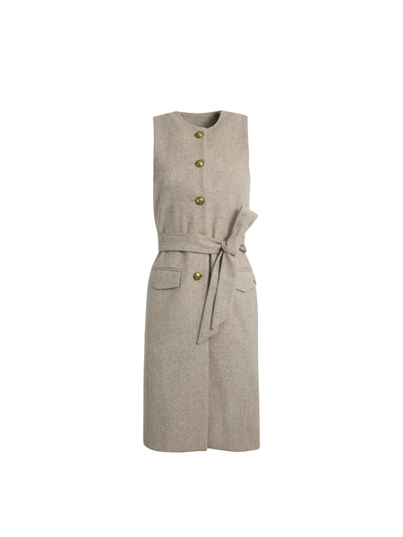 Eleanor - Women's Longline Gilet - Almond | Fairfax & Favor