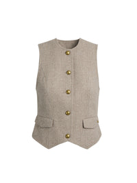 Eleanor Waistcoat Gilet - Almond Herringbone