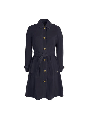 The Lylla - Women's Coat Dress - Navy Suede