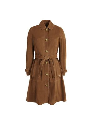 Women's Coat Dress - Tan Suede
