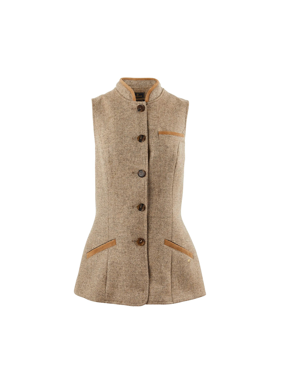 The Madeline - Women's Gilet - Taupe Herringbone