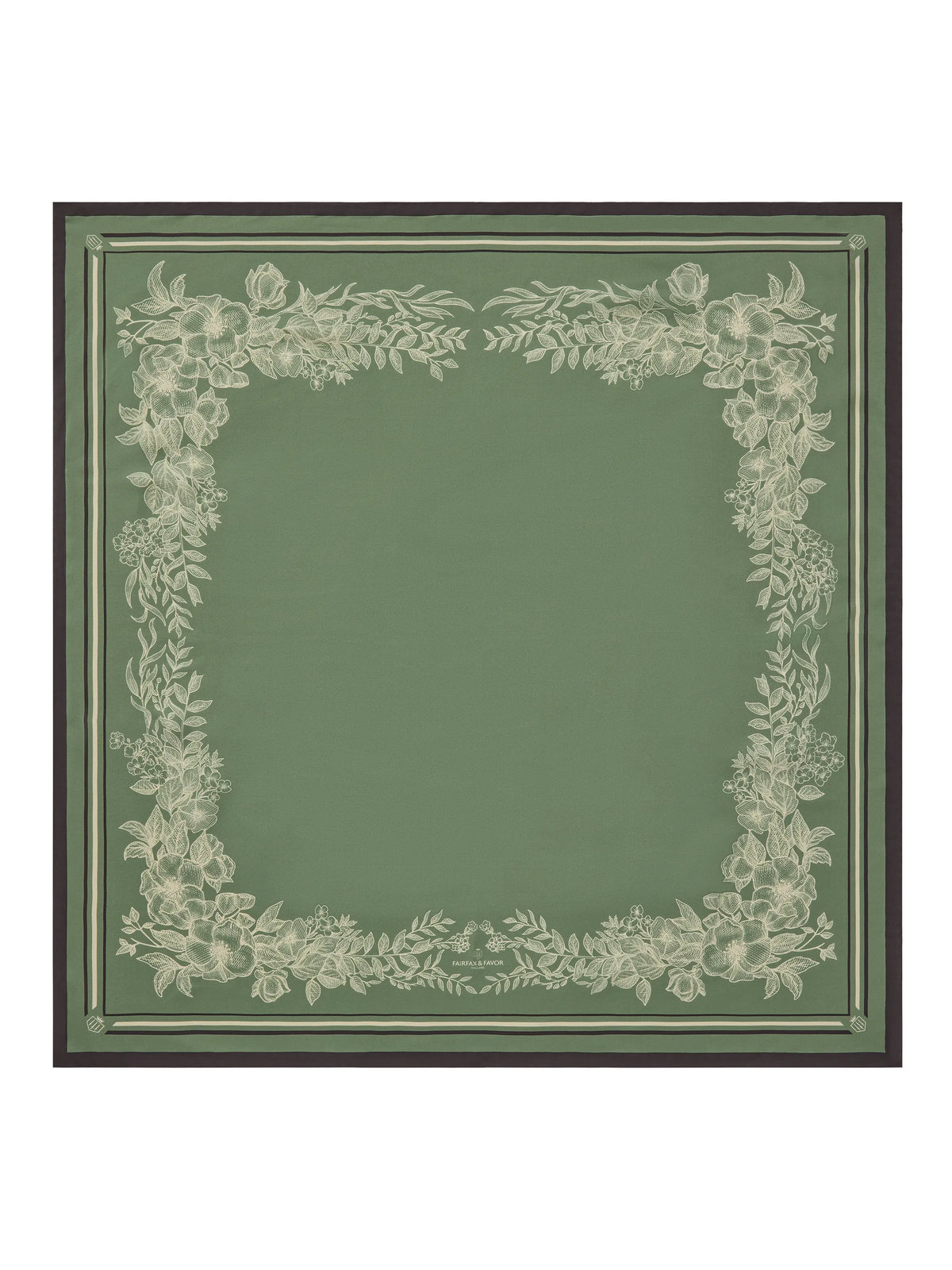 Mannington - Women's Silk Scarf - Green, Off White & Black