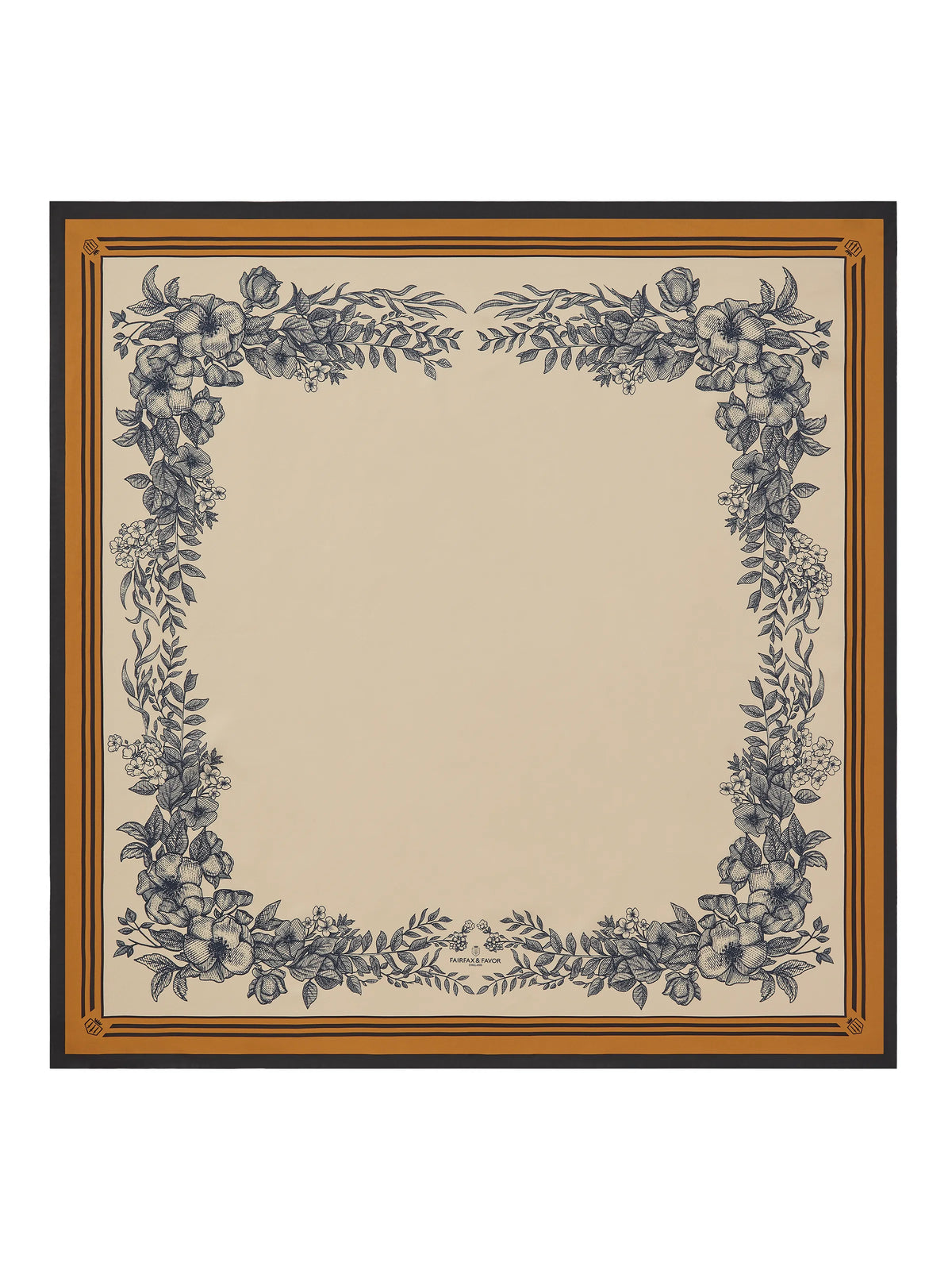 Mannington - Women's Silk Scarf - Off White, Navy & Orange