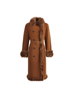 The Grace - Women's Trench Coat - Tan Suede & Toscana