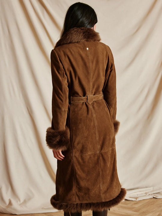 Grace - Womens Trench Coat - Tan Suede & Toscana | Fairfax & Favor