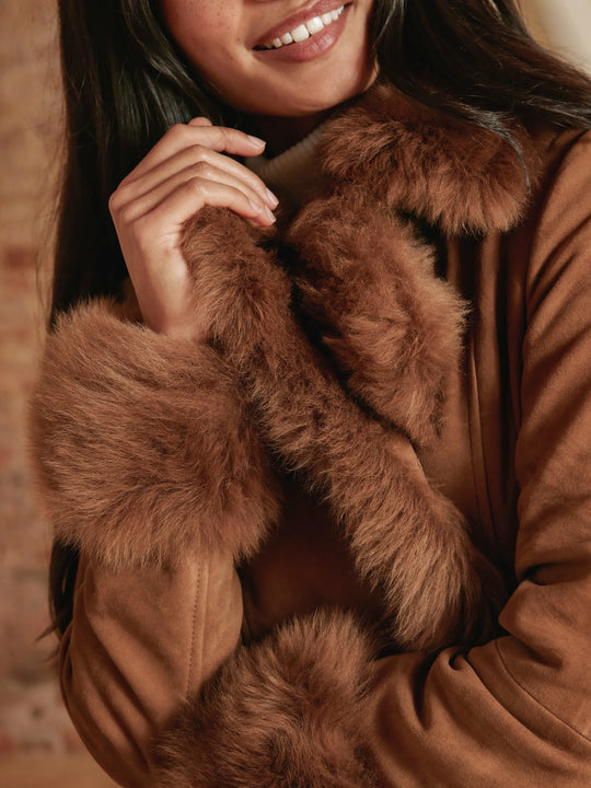 Grace - Womens Trench Coat - Tan Suede & Toscana | Fairfax & Favor