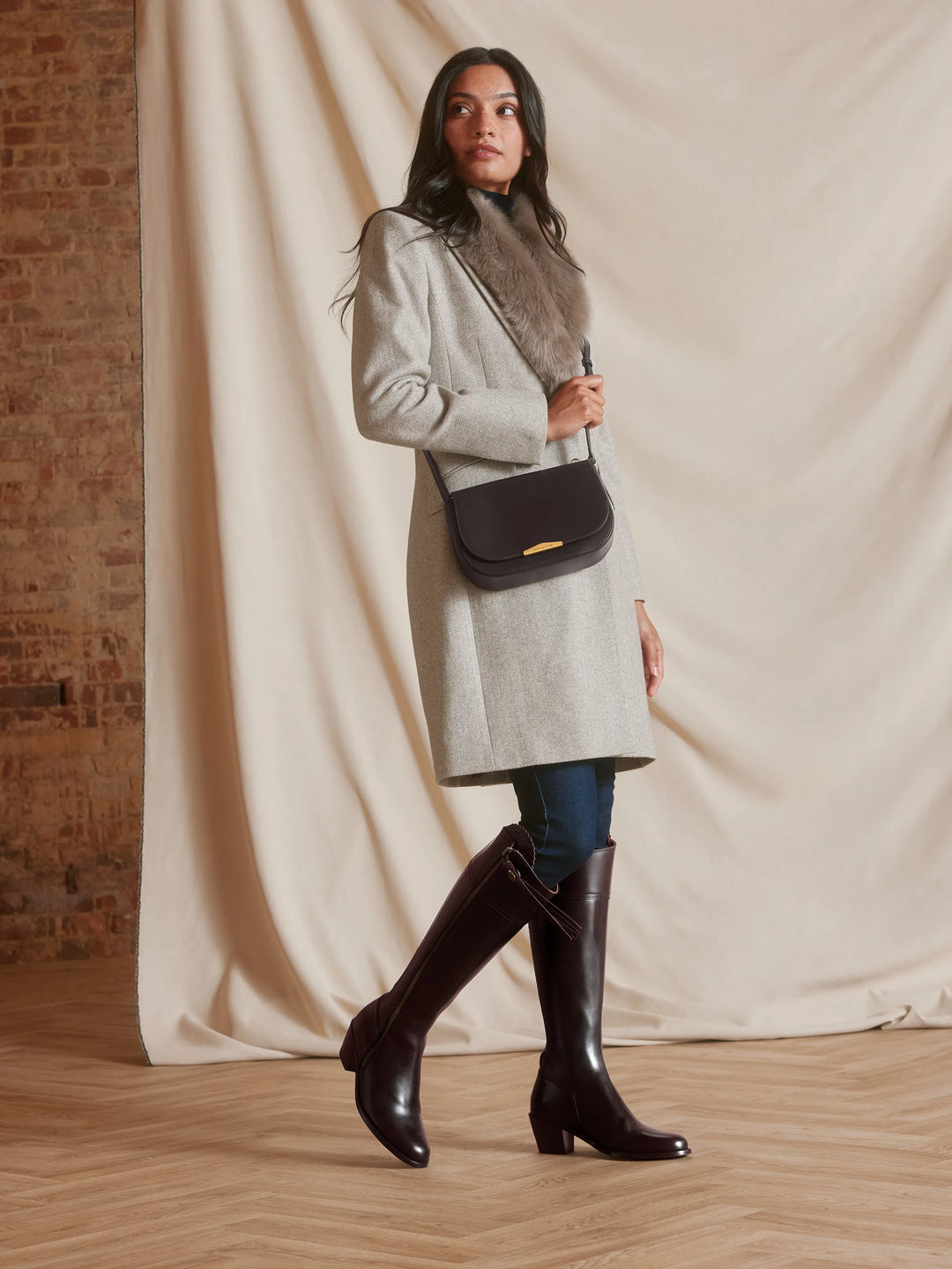 Heeled Regina (Regular Fit) - Mahogany Leather - Tall Boots