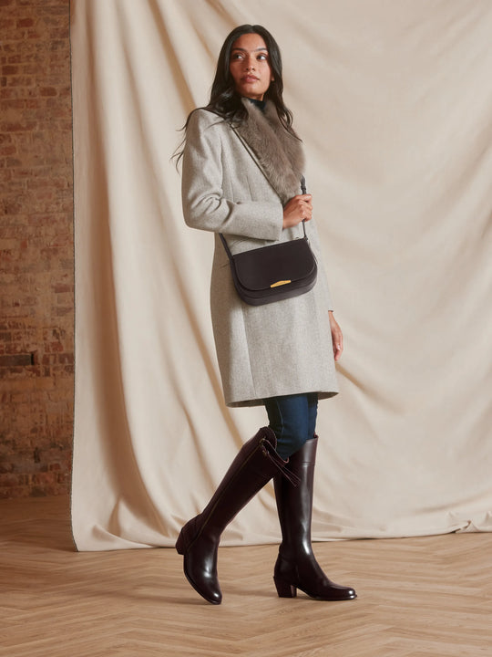 REGINA 本革レザー　ロングコート　ヴィンテージ　リアルファー　ブラウン　9 Heeled Regina - Women's Tall Boots - Mahogany | Fairfax & Favor