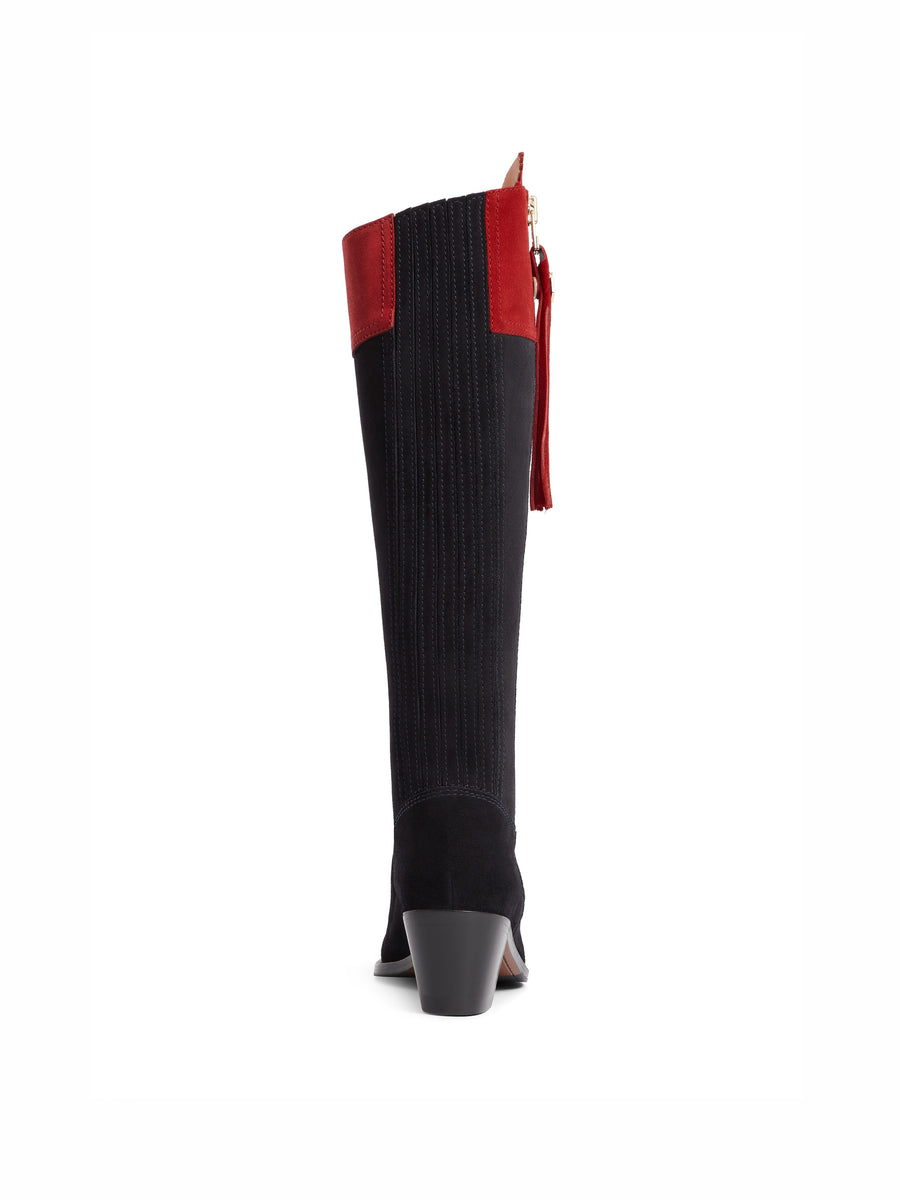 British Equestrian - Women's Narrow Fit Heeled Regina Navy &amp; Red Suede