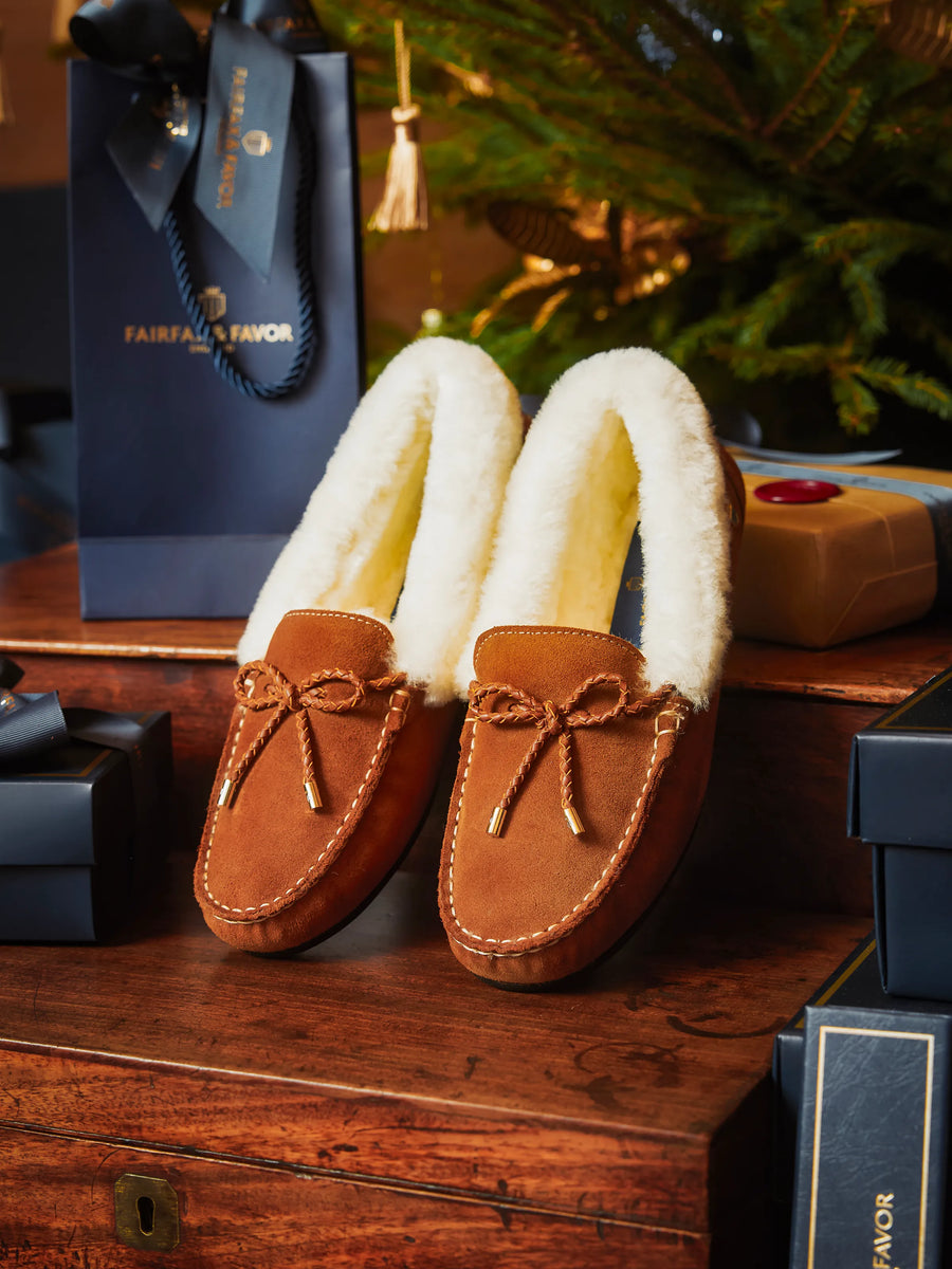 Henley - Women's Slipper - Shearling & Tan Suede