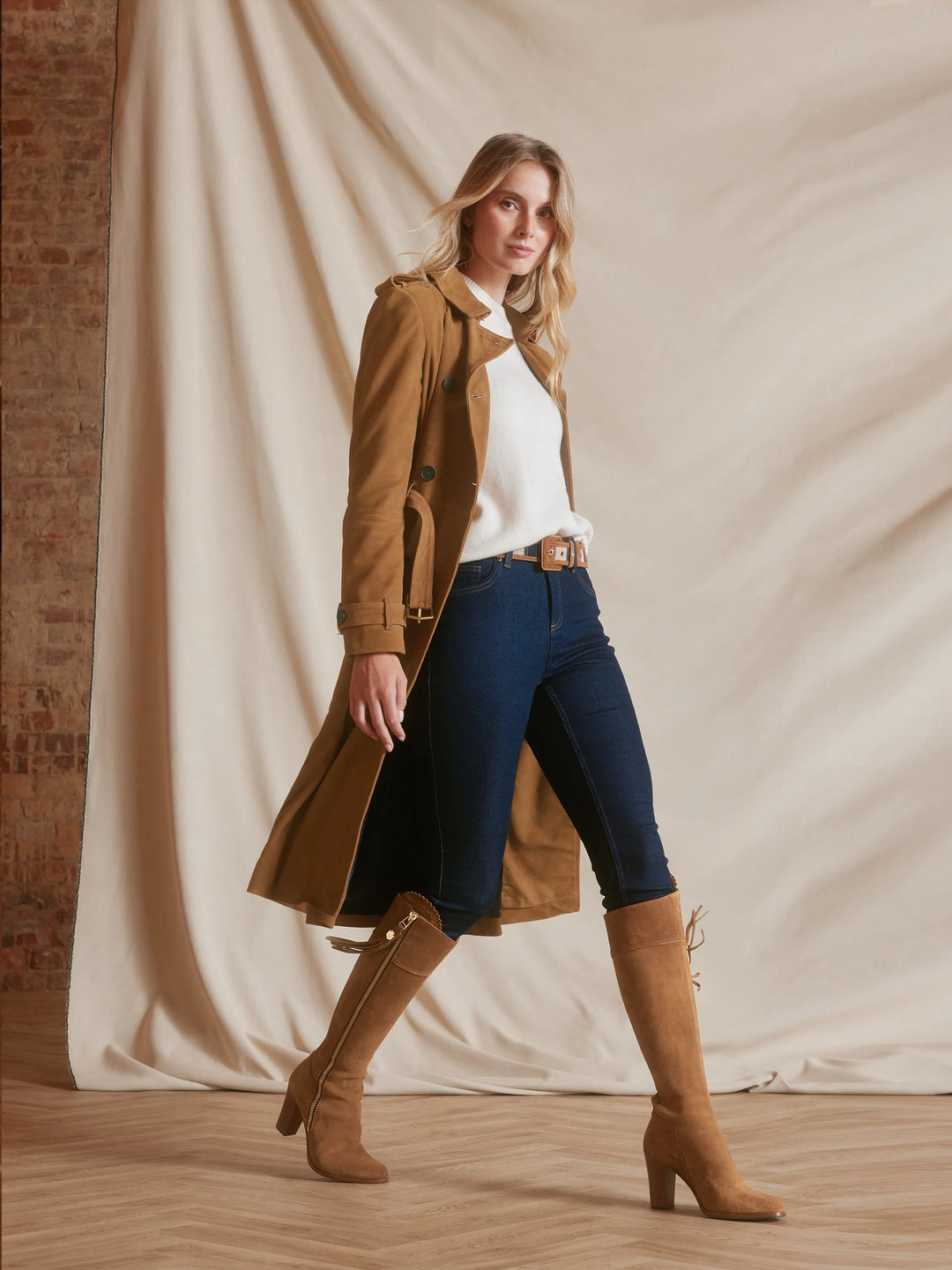High Heeled Regina (Regular Fit) - Tan Suede - Tall Boots
