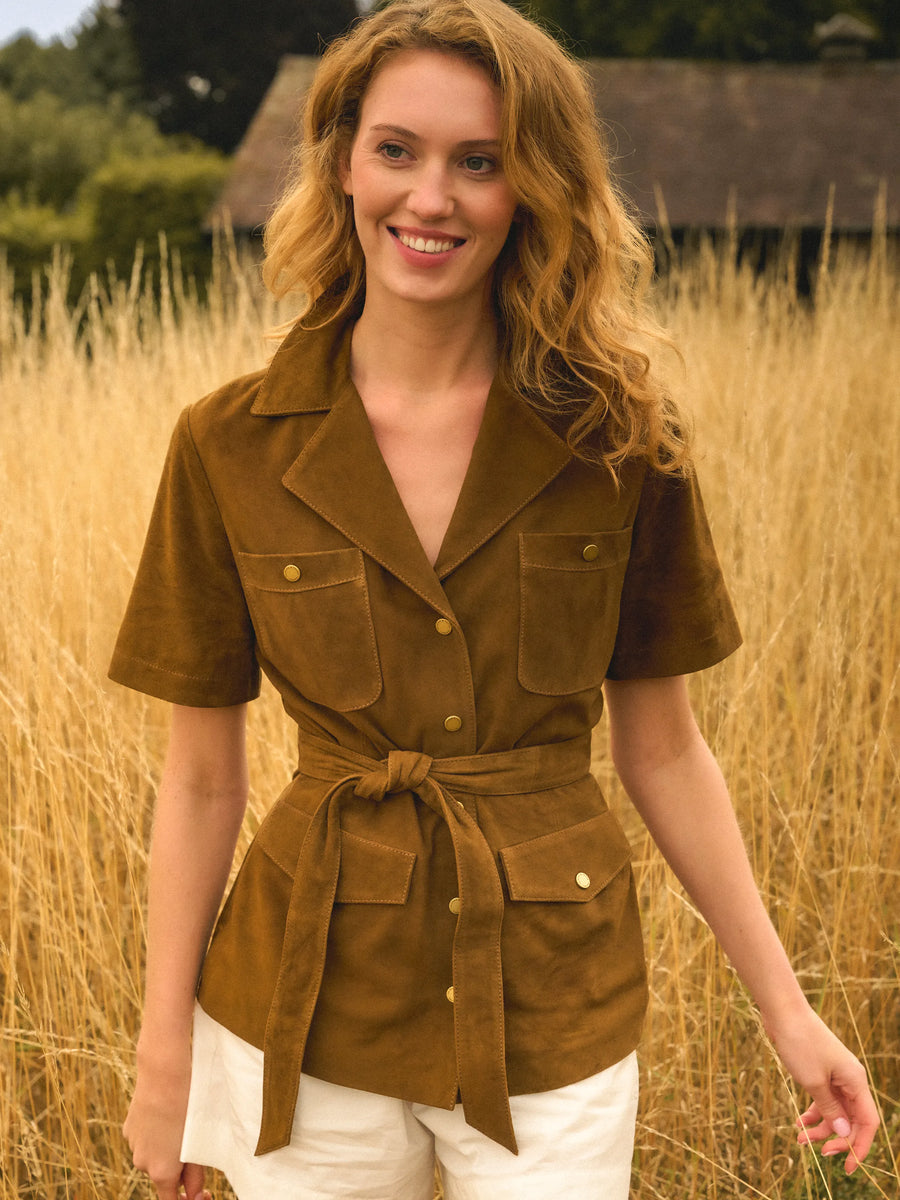 The Jessie - Women's Top Dark - Tan Suede