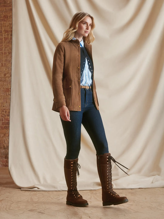 Anglesey - Women's Knee High Lined Boot Chocolate | Fairfax & Favor