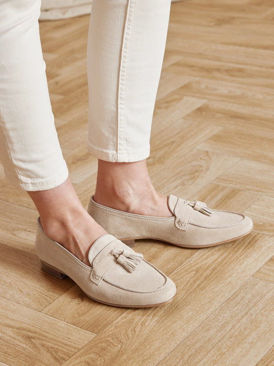 La Rochelle - Women's Loafers - Stone Suede | Fairfax & Favor