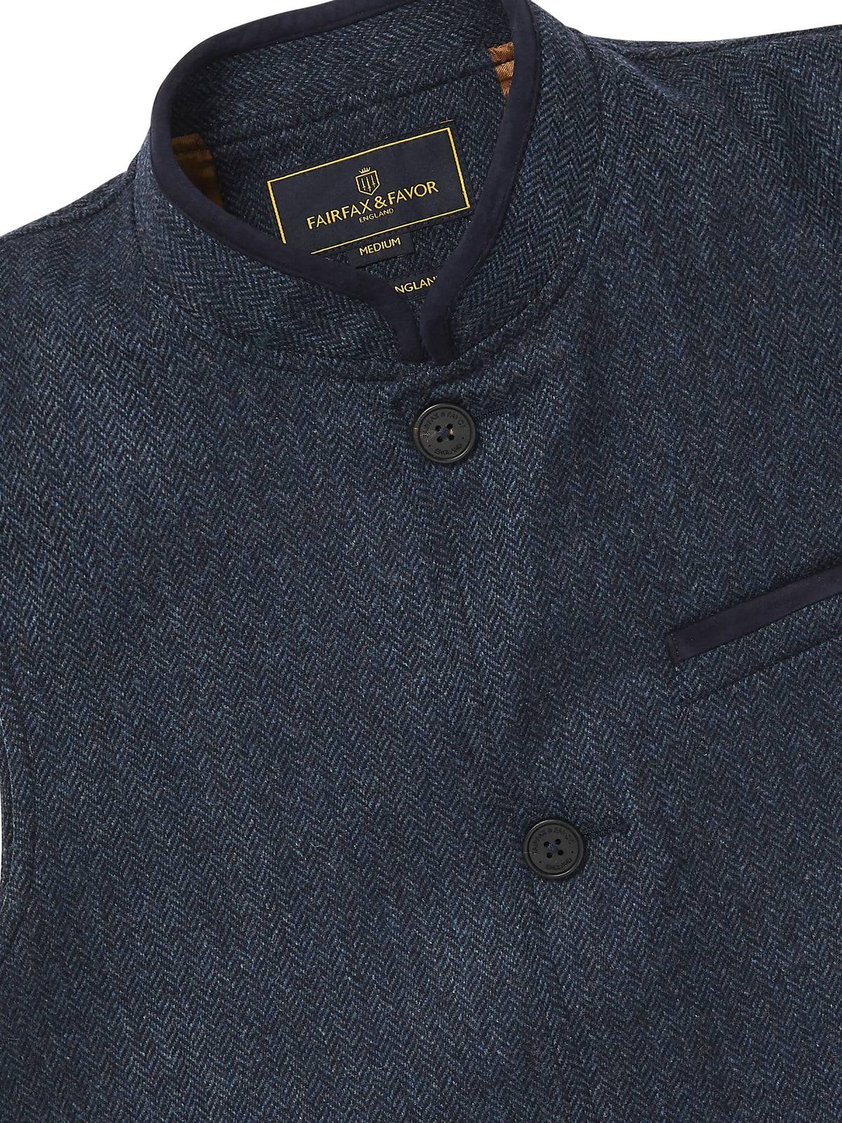 The Edward - Men's Gilet (Vest) - Navy Herringbone | Fairfax & Favor