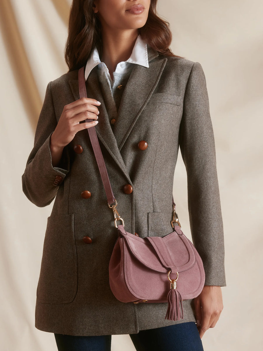 The Langham - Women's Messenger Bag - Heather Suede