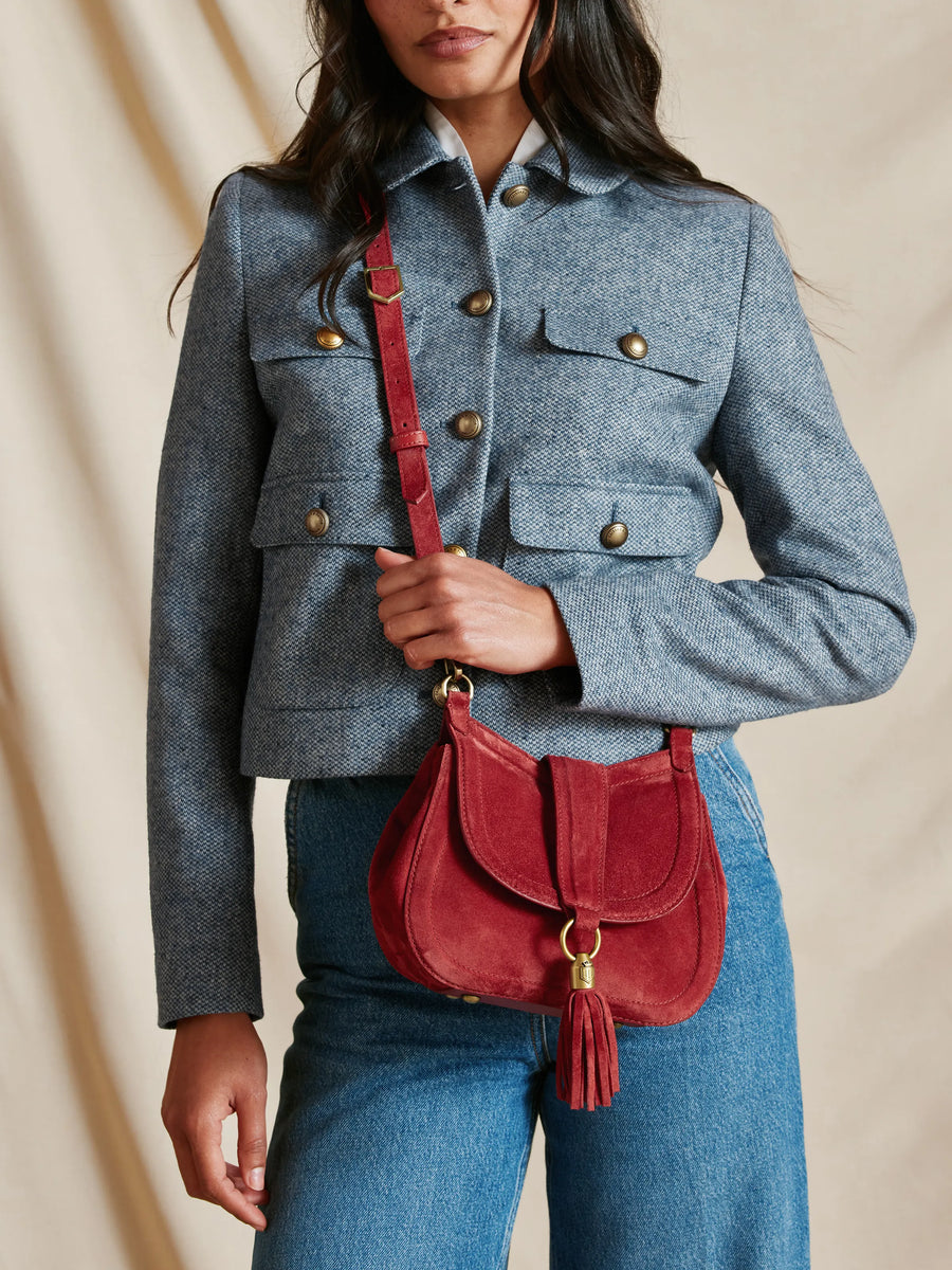 The Langham - Women's Messenger Bag - Red Suede