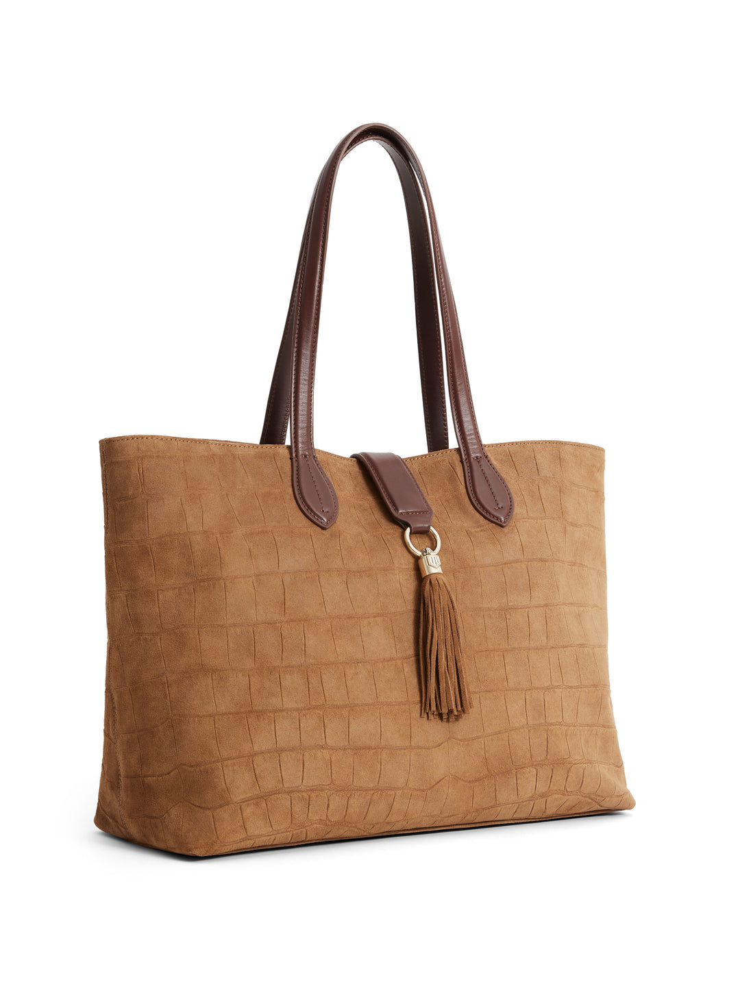Langham Tote - Tan Croc Print Suede - Bags