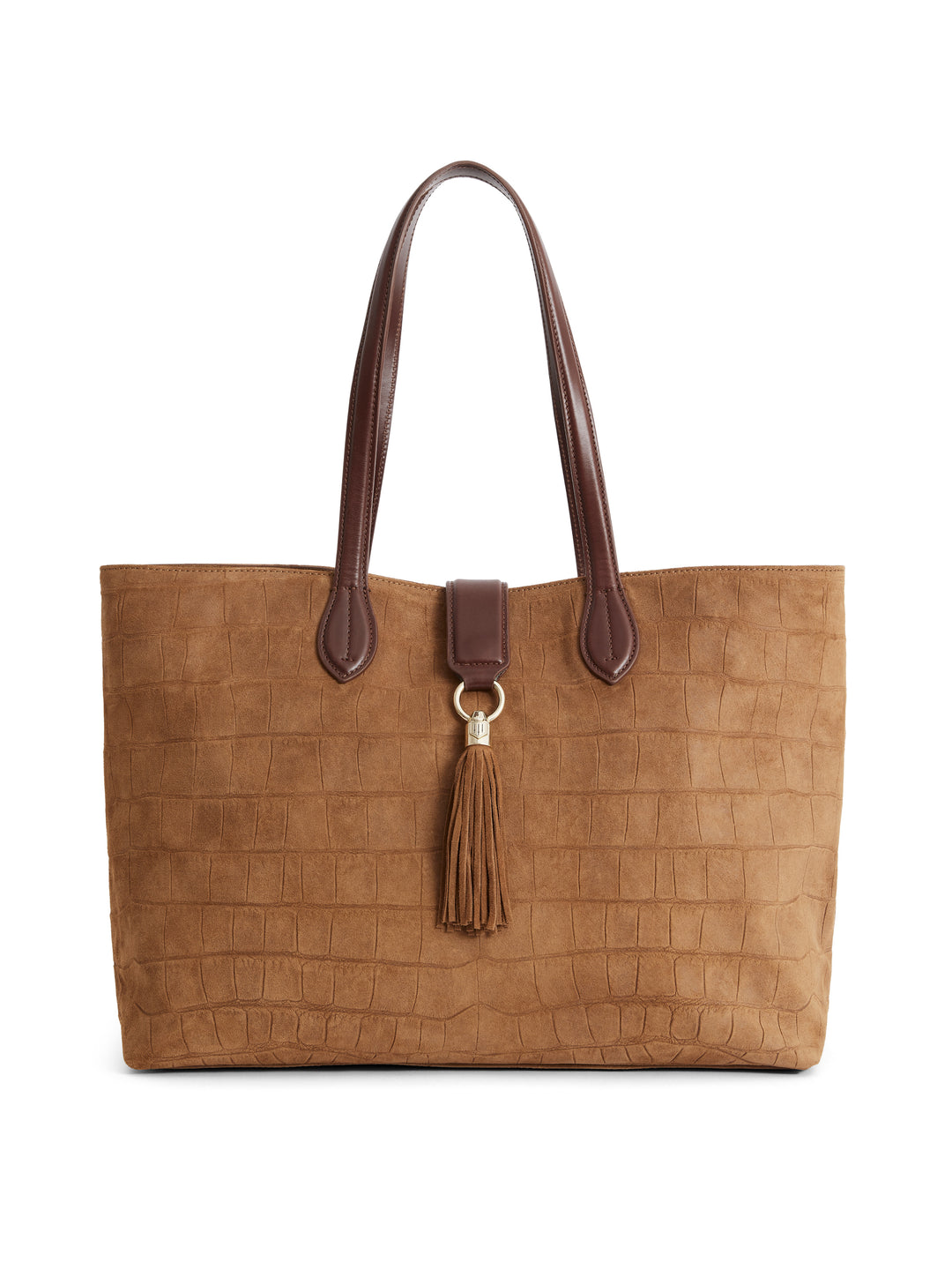 Langham Tote - Tan Croc Print Suede - Bags