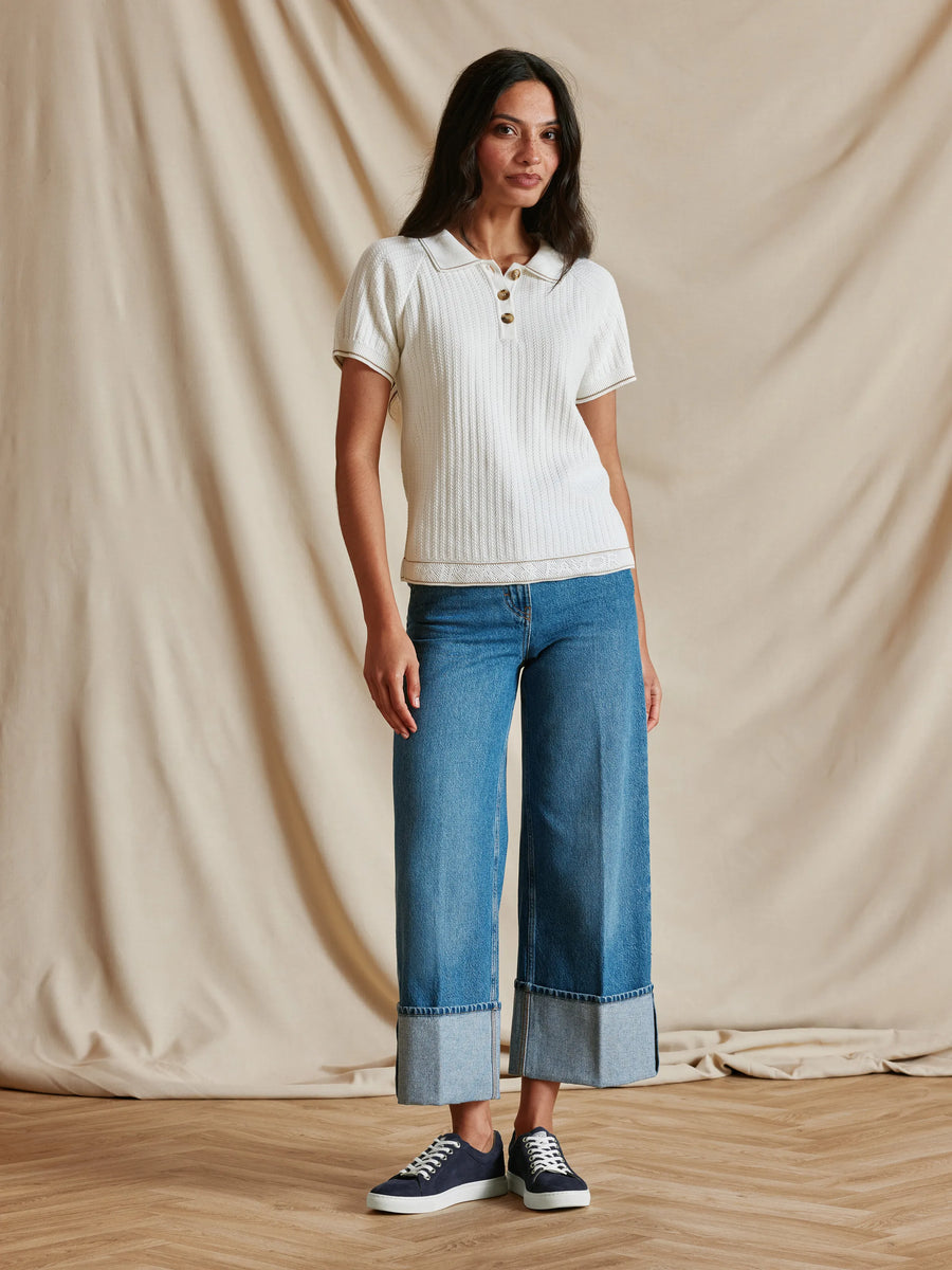 The Mae - Women's Knitted Polo Shirt - Cream