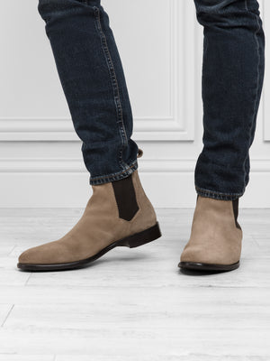 Chelsea - Men's Ankle Boot - Taupe Suede | Fairfax & Favor