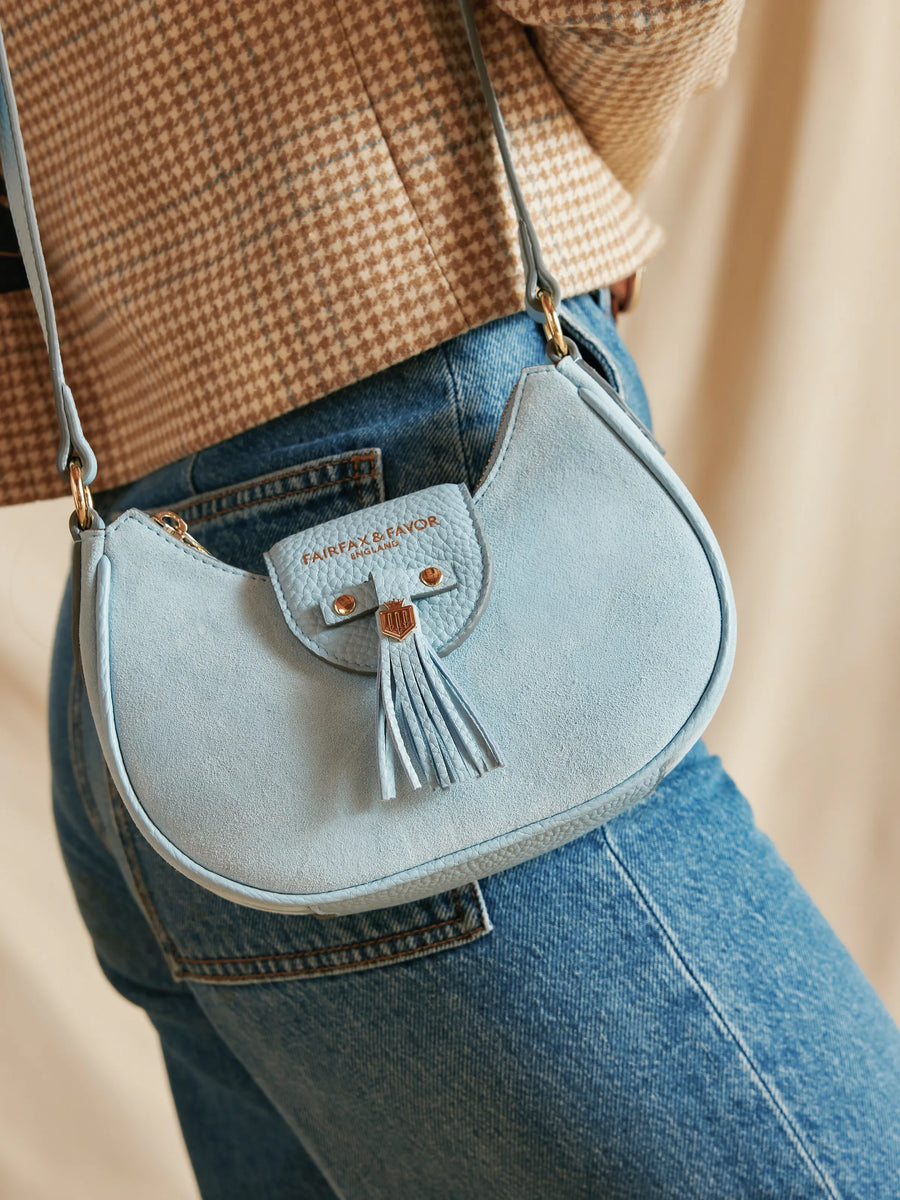 The Windsor - Women's Cross Body - Sky Blue Suede