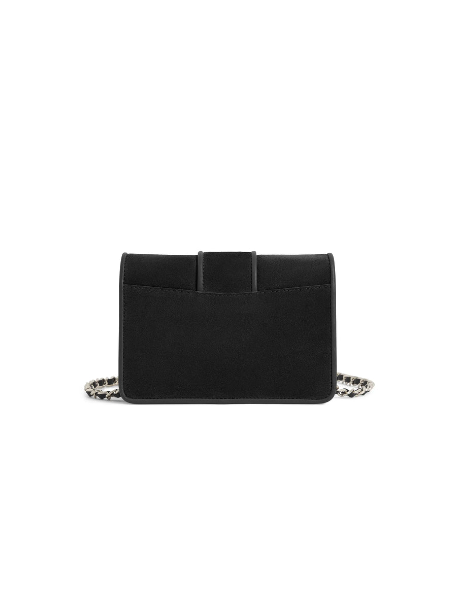 The Belmont - Women's Mini Crossbody Bag - Black Suede & Leather