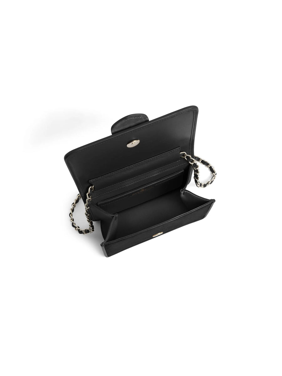 The Belmont - Women's Mini Crossbody Bag - Black Suede & Leather