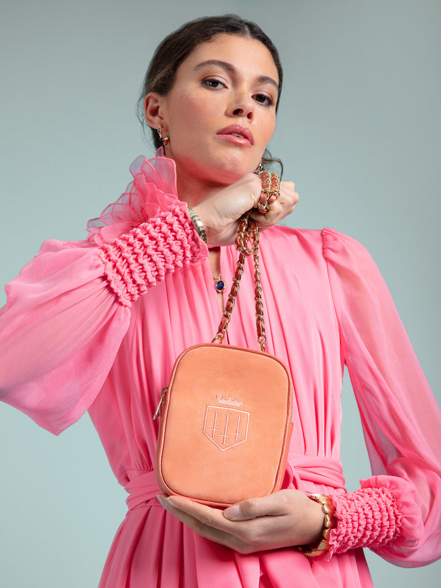 The Finsbury - Women's Mini Crossbody Bag - Melon Suede