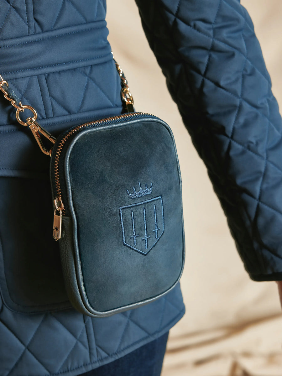 The Finsbury - Women's Mini Crossbody Bag - Navy Suede