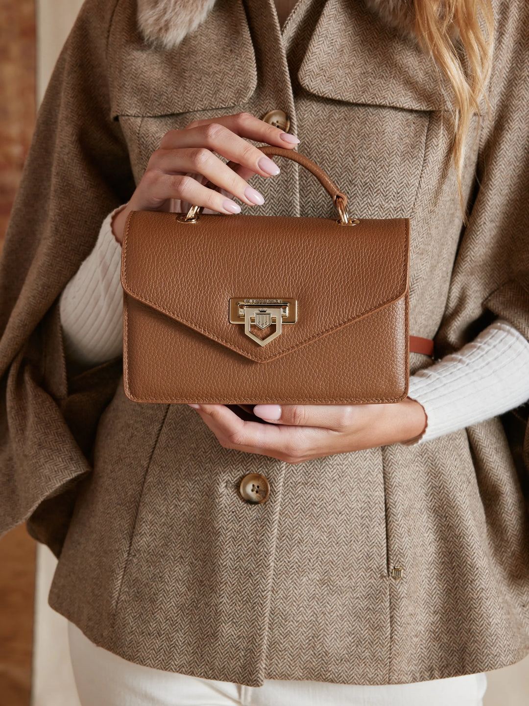 Loxley Mini Cross Body Bag - Pebbled Tan Leather - Bags