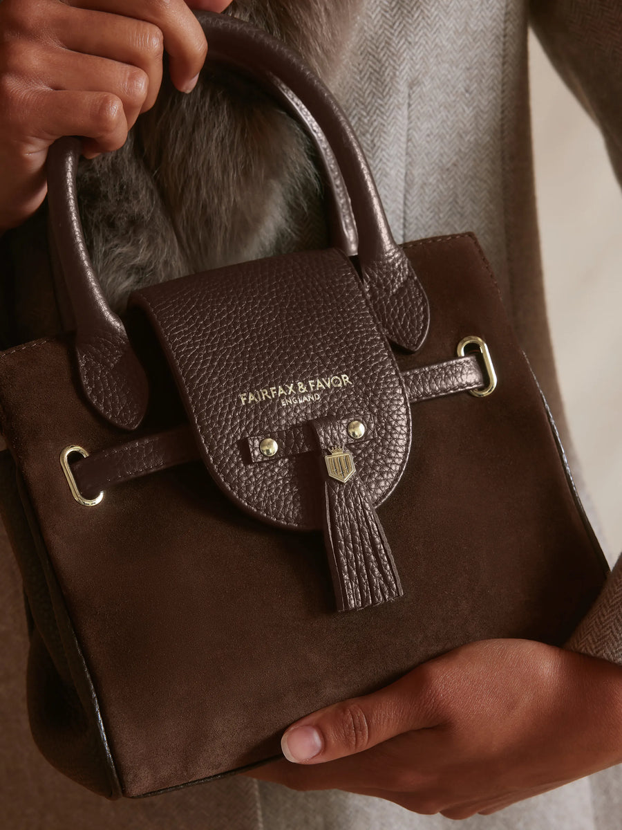 The Windsor - Women's Mini Handbag - Chocolate Suede