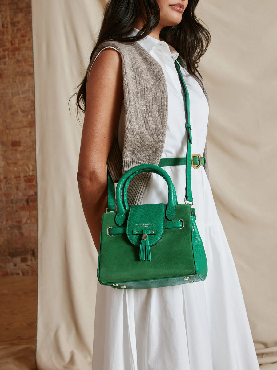 The Windsor - Women's Handbag - Clover Green Suede