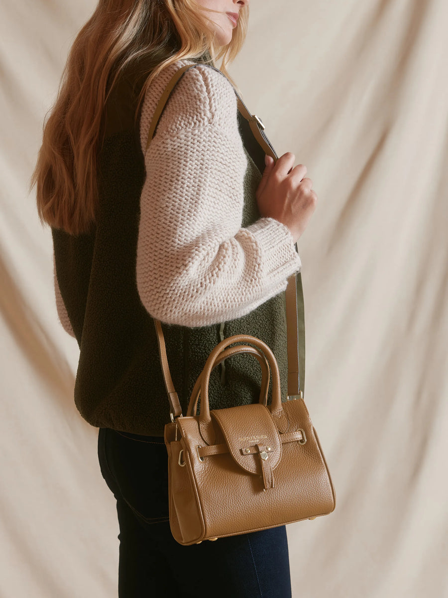 The Windsor - Women's Mini Handbag - Pebbled Tan Leather