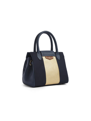 The Windsor - 10 Year Anniversary Women's Mini Handbag - Navy & Gold Suede