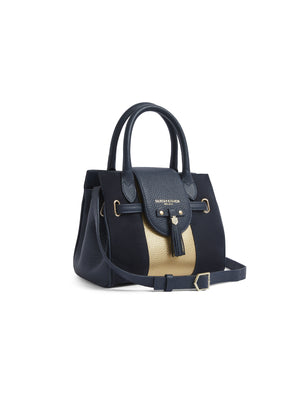 The Windsor - 10 Year Anniversary Women's Mini Handbag - Navy & Gold Suede