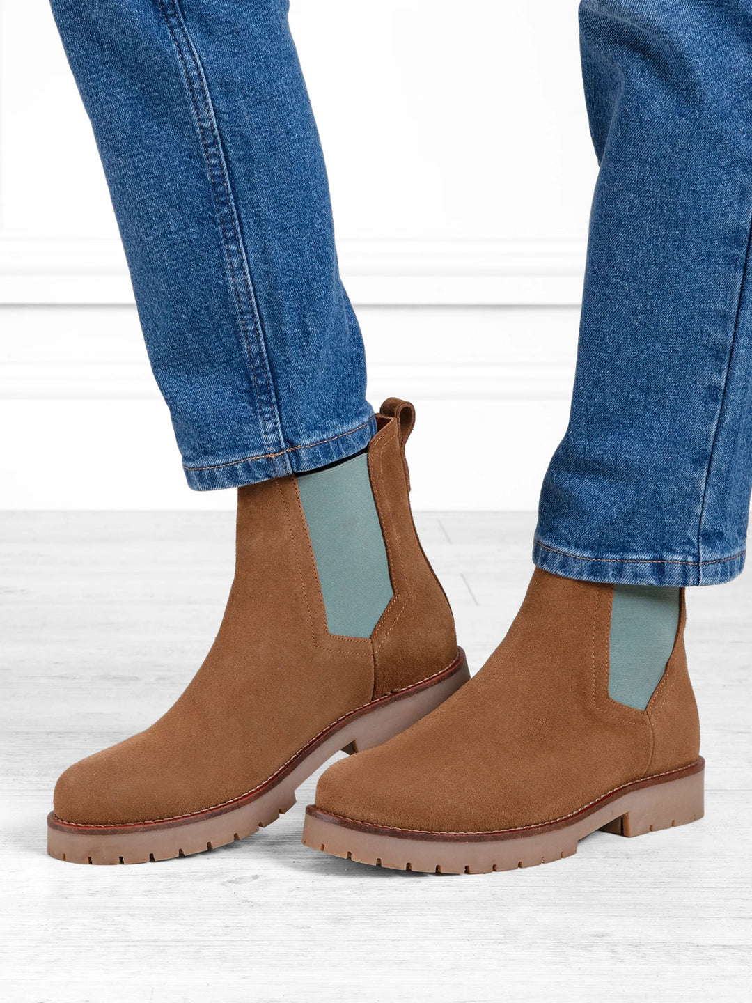 Summer Boudica - Tan Suede and Mint - Ankle Boots