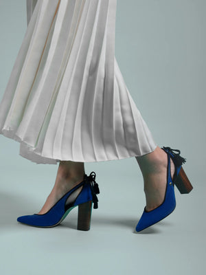 The Newbury - Women's Heeled Shoe - Porto Blue & Navy Suede