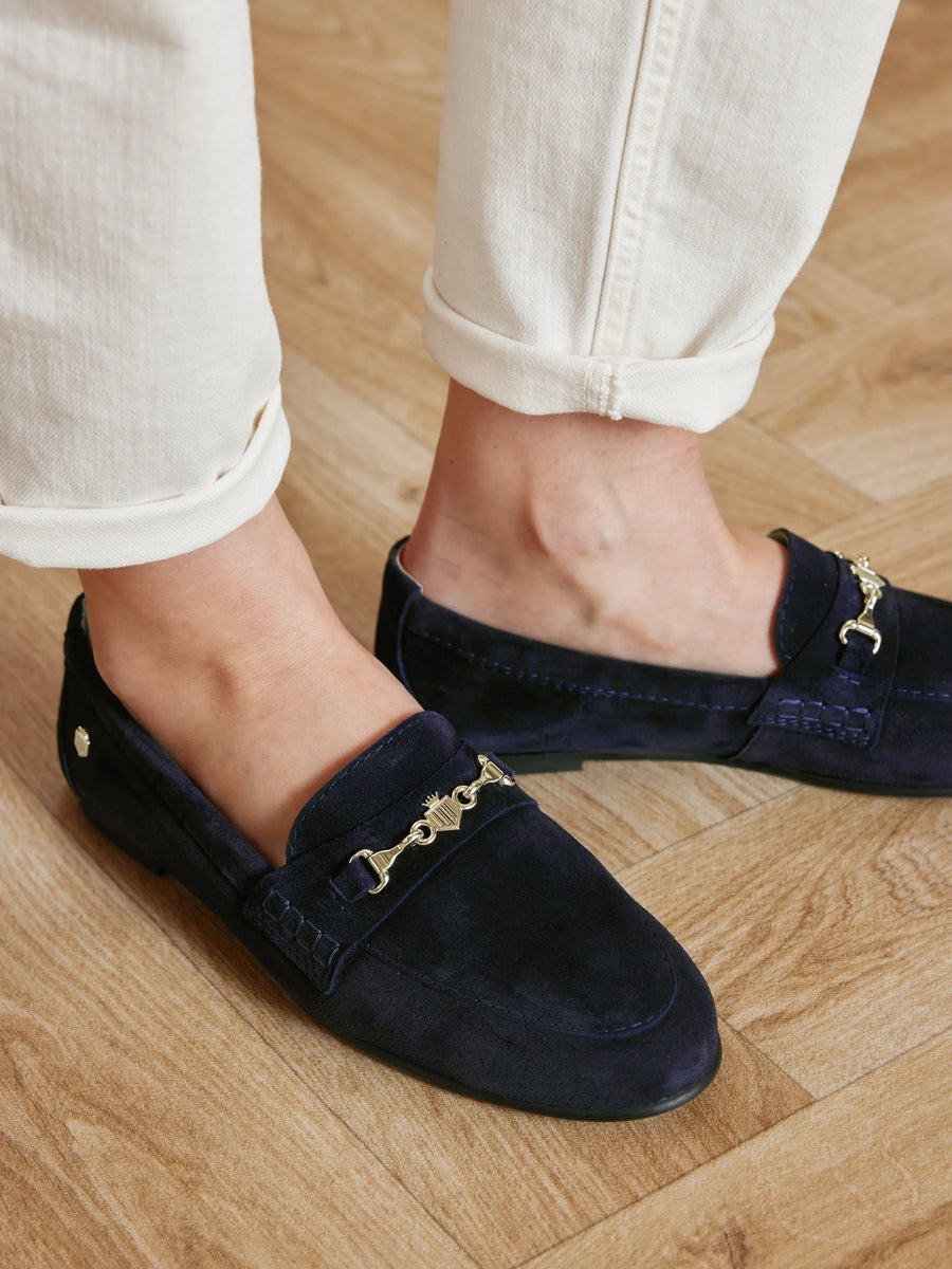 The Newmarket - Women's Loafers - Navy Blue Suede