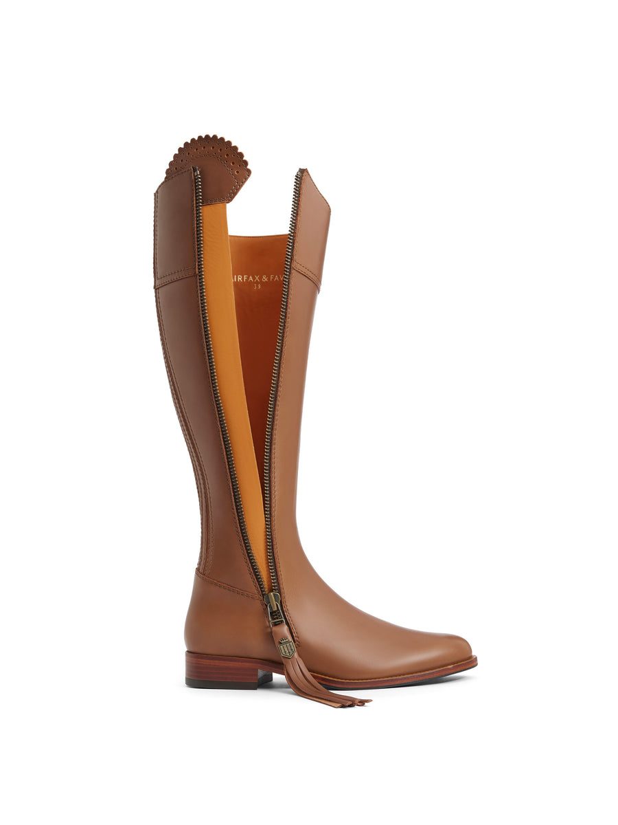 The Regina - Women's Tall Boots - Tan Leather, Regular Calf