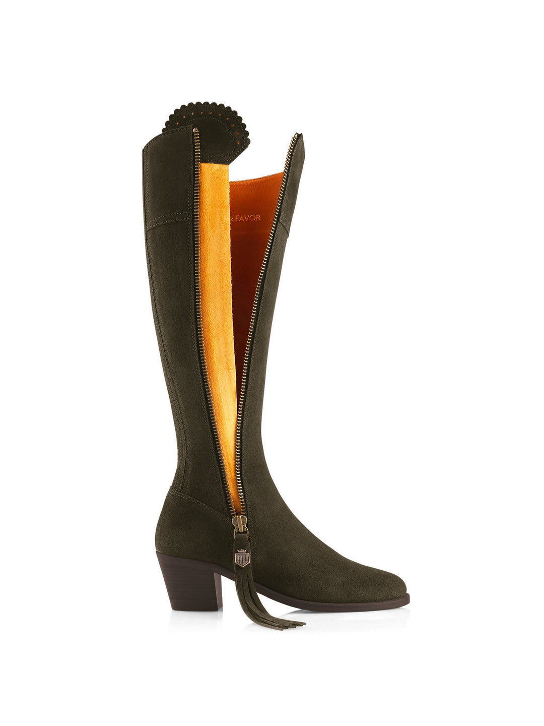 Heeled Regina (Narrow Fit) - Moss Green Suede - Tall Boots