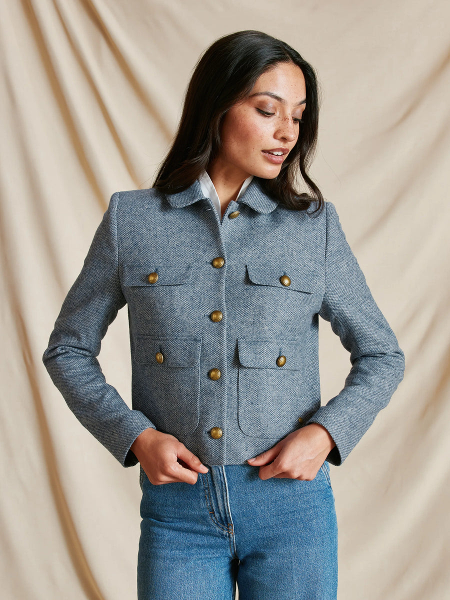 The Ottilie - Women's Boucle Jacket - Cobalt Blue