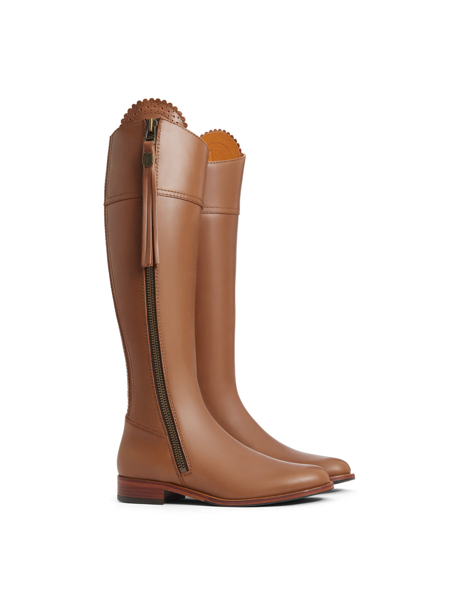 The Regina - Women's Tall Boots - Tan Leather, Regular Calf