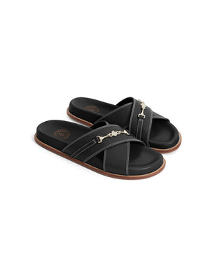 The Southwold - Women's Footbed Sandal - Black Leather