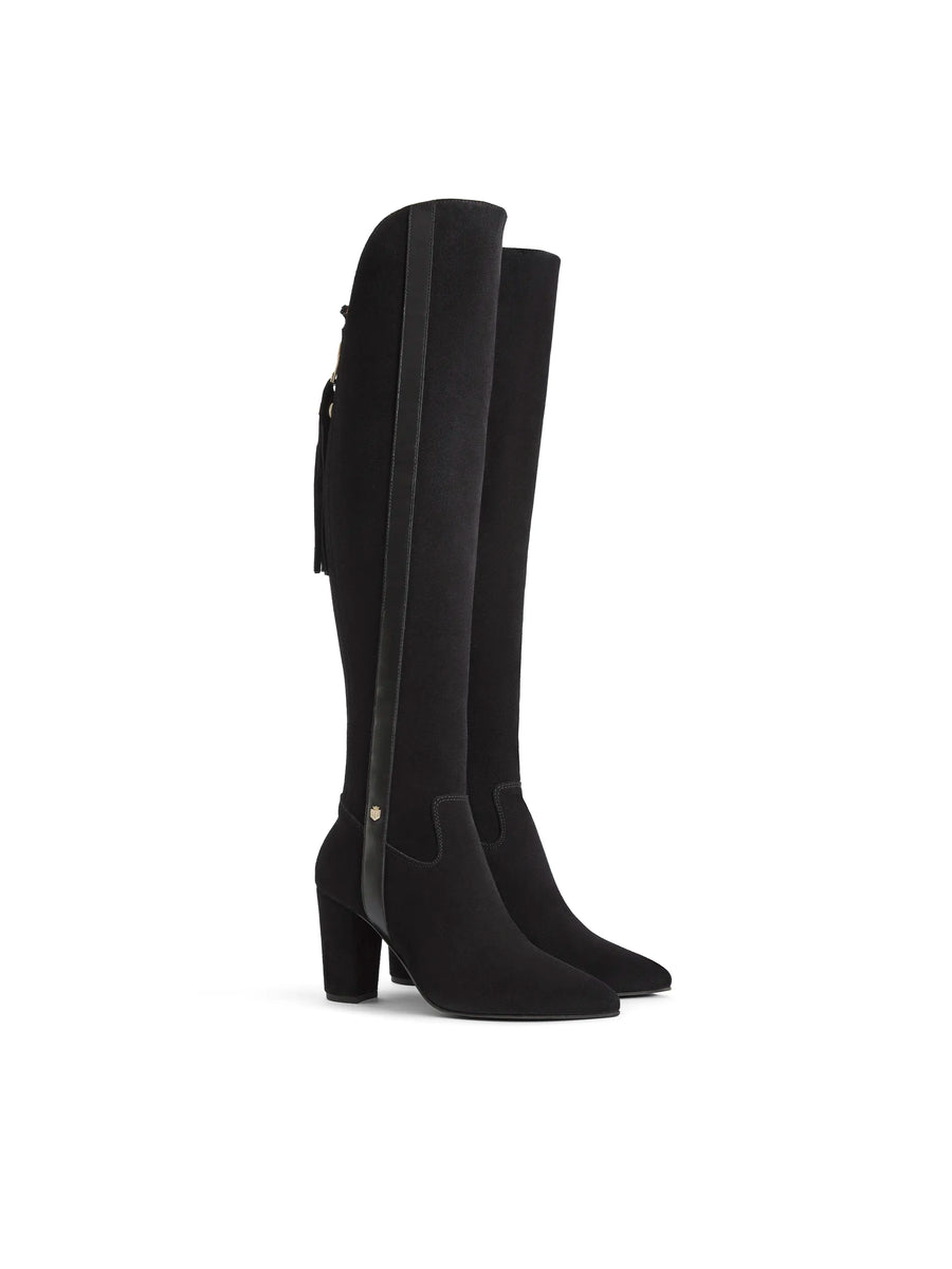 The Fitzrovia - Women's Over-the-Knee Heeled Boots - Black Suede