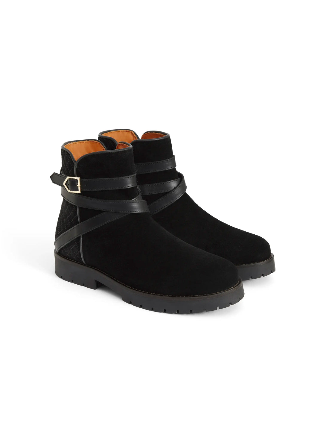 Quilted Boudica - Black Suede - Ankle Boots