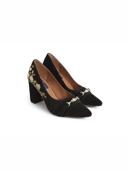 Chantilly - Women's Heeled Shoes Embroidery Black | Fairfax & Favor Chantilly - Women's Heeled Shoes Embroidery Black | Fairfax & Favor