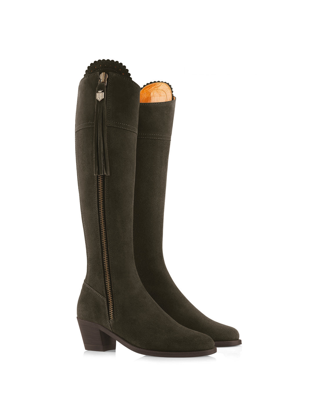 Heeled Regina (Narrow Fit) - Moss Green Suede - Tall Boots