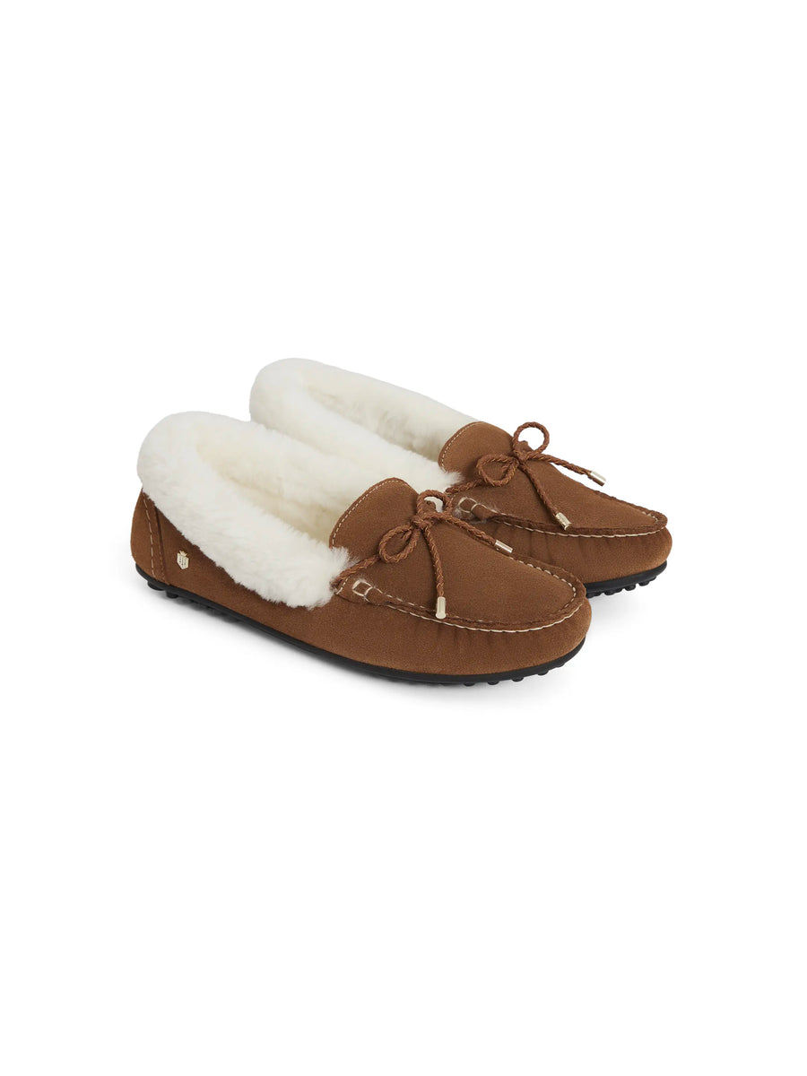 The Henley - Women's Slipper - Tan Suede & Cream